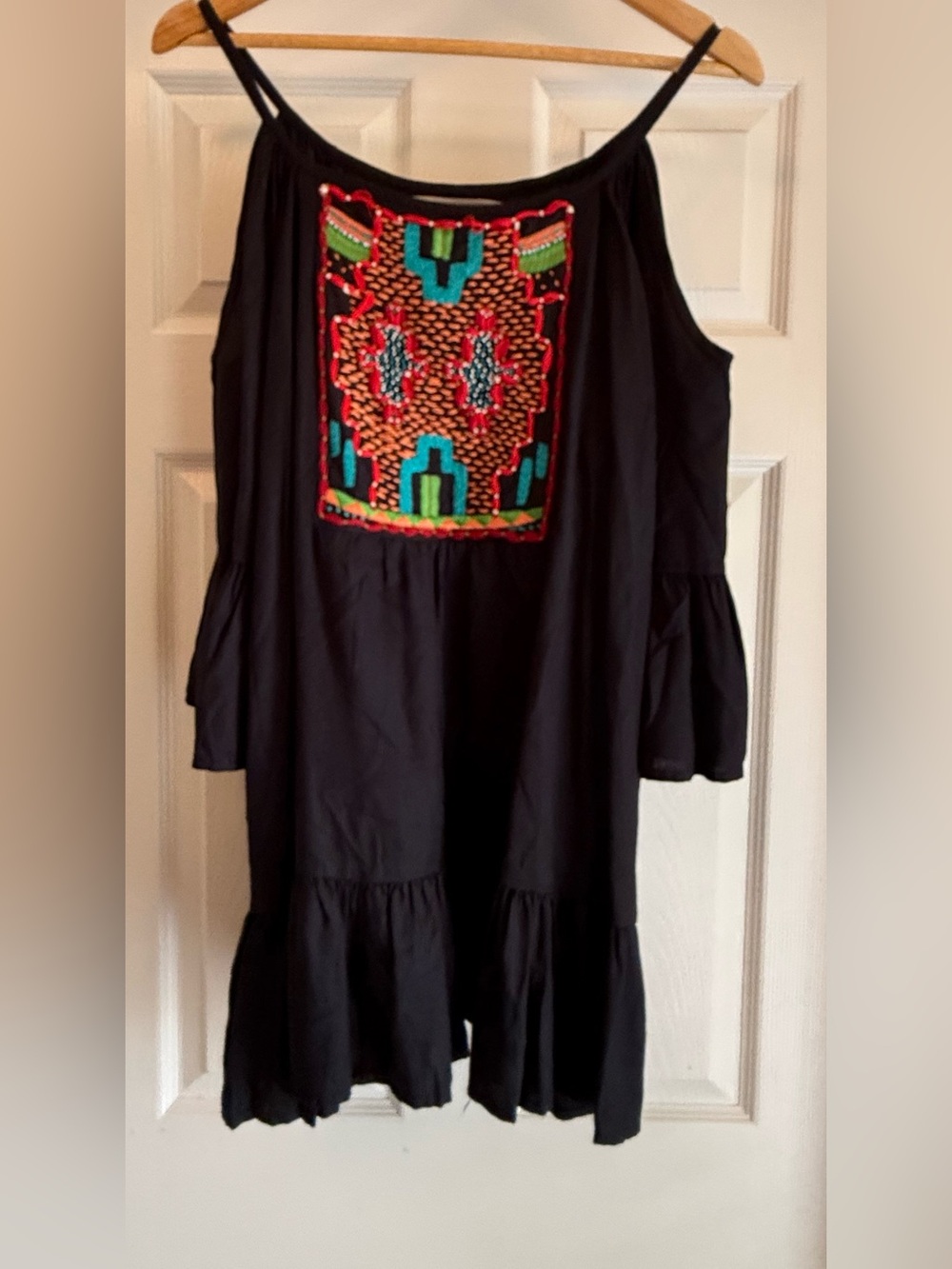 Double D Ranch Black Top with Suede Label